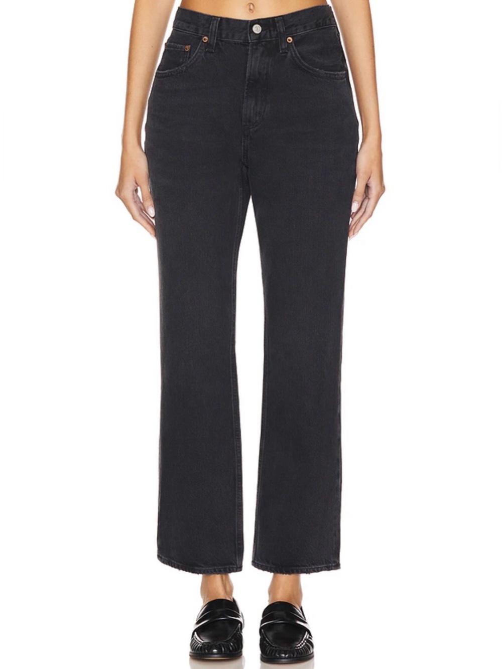 AGOLDE Valen Mid Rise Vintage Straight Jeans Hitch Black 27 Organic Cotton